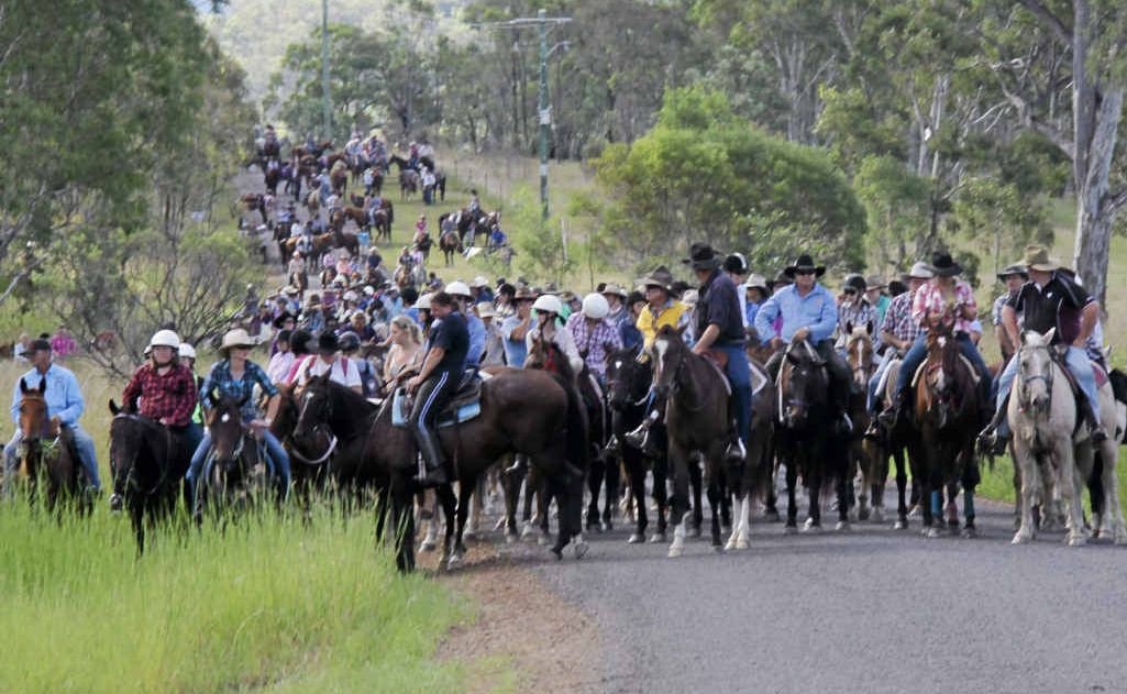 Participants in this year’s Kilkivan Great Horse Ride assemble on the trail. The event returned this year after floods and Hendra virus forced its cancellation last year. Participants in this year’s Kilkivan Great Horse Ride assemble on the trail. The event returned this year after floods and Hendra virus forced its cancellation last year.